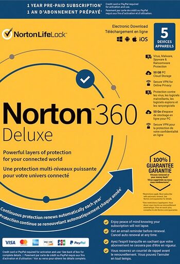 Norton 360 Deluxe US Key (1 Jahr / 5 Geräte) + 50 GB Cloud-Speicher